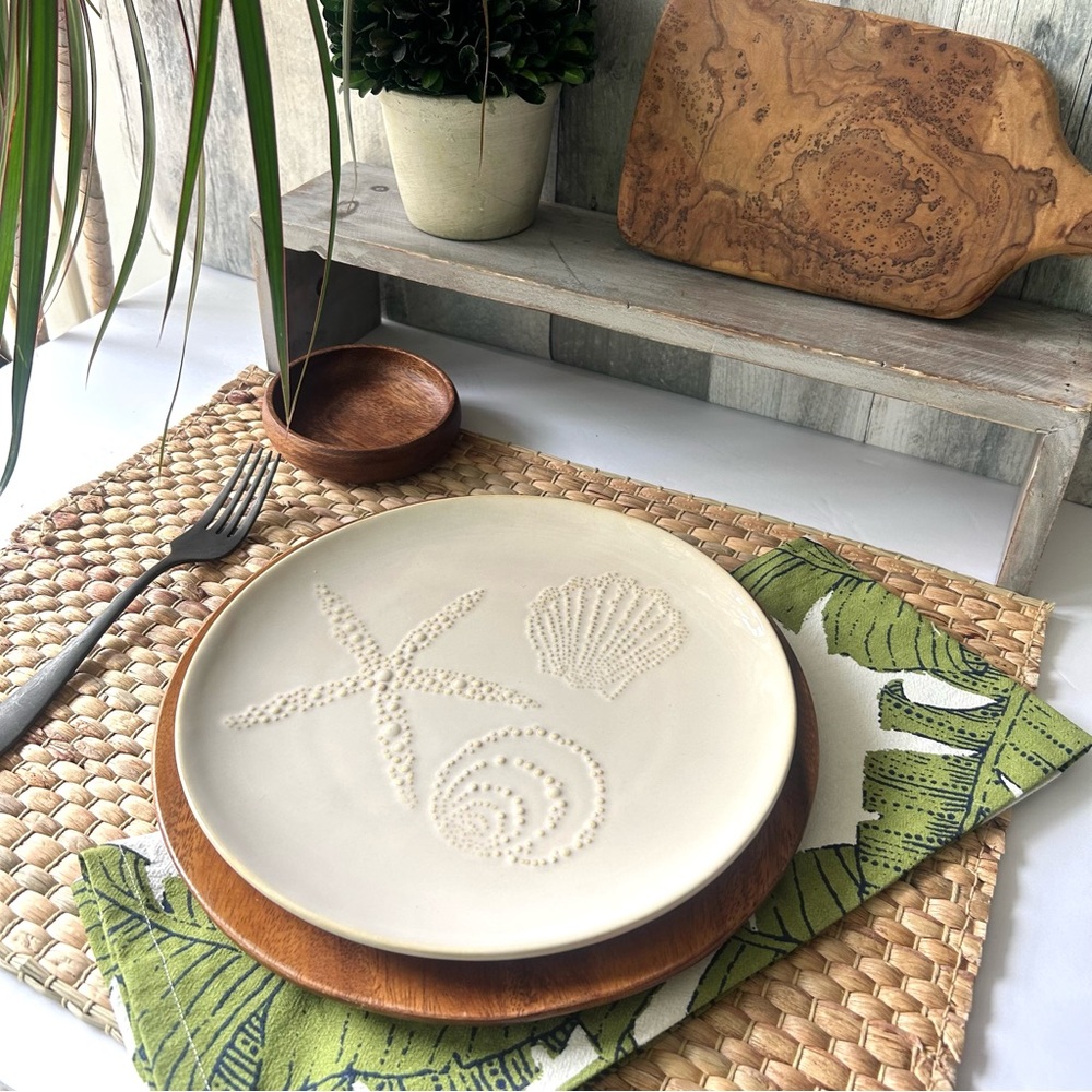 🌴Two Pottery Barn Under the Sea Salad Plates w/Textured Design
